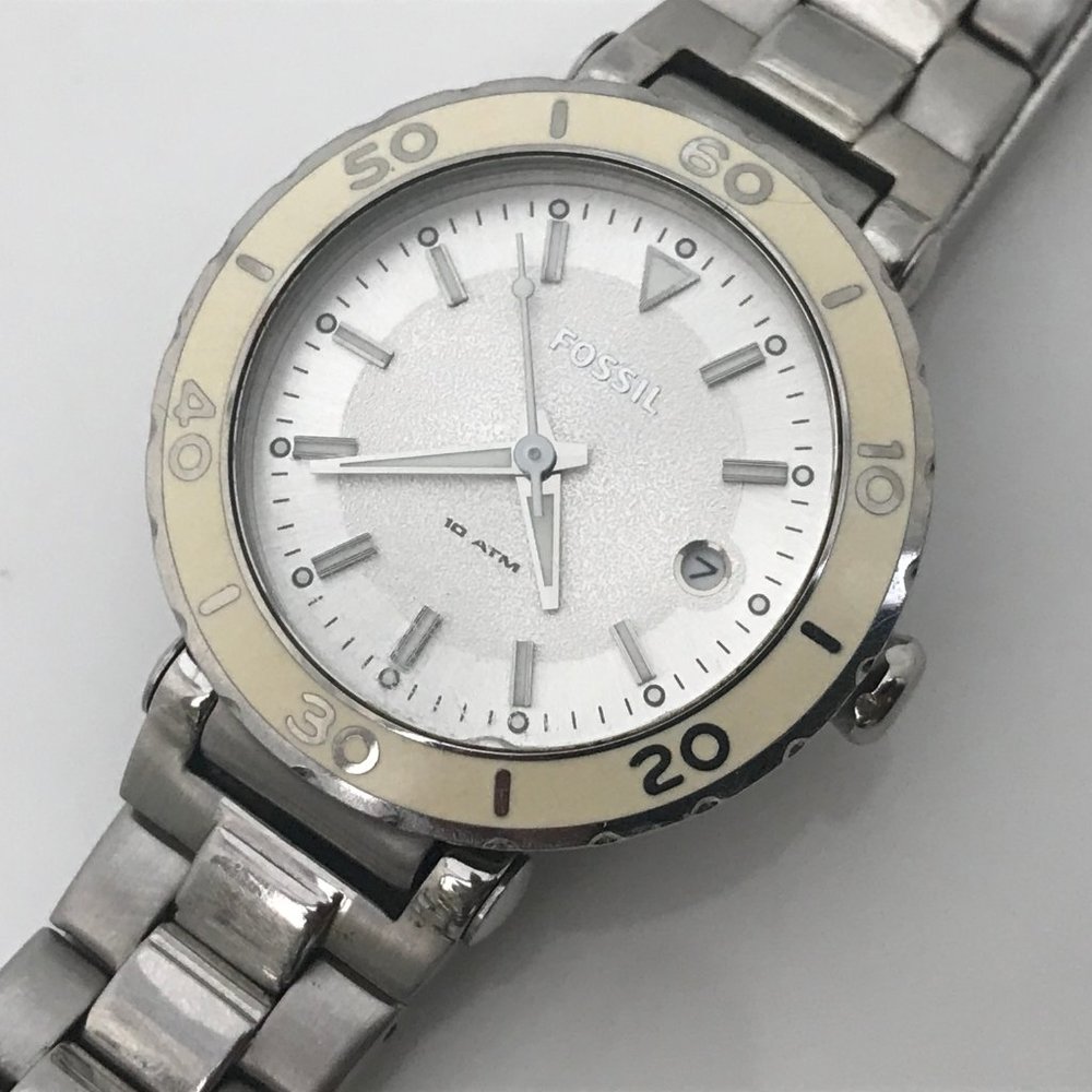 Fossil Women Watch Silver White Tone Date Calenda - Picture 5 of 12